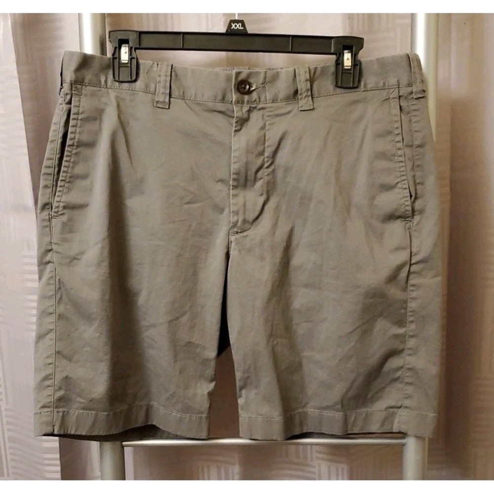 J Crew Chino‎ Shorts Mens 31 Gray Cotton Stretch Flat Front Preppy 9" Casual